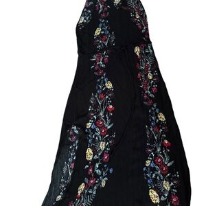 City Chic Black Maxi Dress with Floral Embroidery